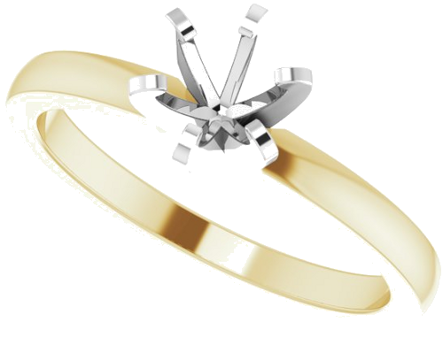 Sužadėtuvių Žiedas „Solitaire“ 585 Baltojo Ir Geltonojo Aukso Round 5.1mm (5)