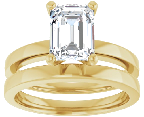 Sužadėtuvių Žiedas „Solitaire“ 585 Geltonojo Aukso Emerald 8mm x 6mm (8)