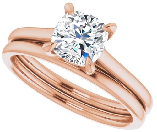 14K Rose  6 mm Cushion Solitaire Engagement Ring Mounting (10)