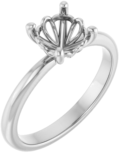 10K White 7 mm Round Solitaire Engagement Ring Mounting (1)