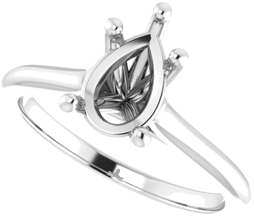 Sužadėtuvių Žiedas „Solitaire“ 585 Baltojo Aukso Pear Shape 9mm x 6mm (5)