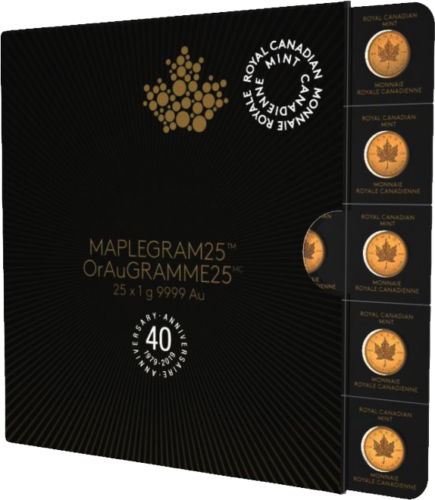25 x 1 g Maplegram Canadian Maple Leaf Gold coins (1)