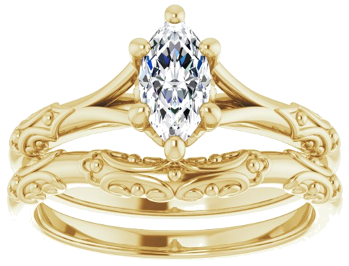 Sužadėtuvių Žiedas „Solitaire Split Shank“ 585 Geltonojo Aukso Marquise 8mm x 4mm (8)