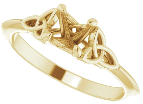 Sužadėtuvių Žiedas „Celtic-Inspired Solitaire“ 585 Geltonojo Aukso Round 5.2mm (5)