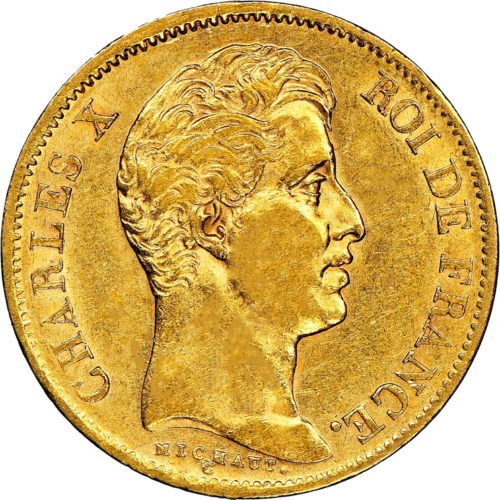 40 франка Чарлз X (1824-1830) Златна монета Кралство Франция (1)
