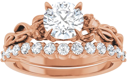 Sužadėtuvių Žiedas „Nature-Inspired“ 585 Rožinis Aukso Round 6.5mm (8)