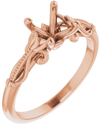 14K Rose 6.5 mm Round Sculptural-Inspired Solitaire Engagement Ring Mounting (1)