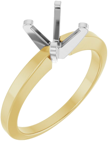 14K Yellow White 6.5 mm Round Solitaire Engagement Ring Mounting (1)