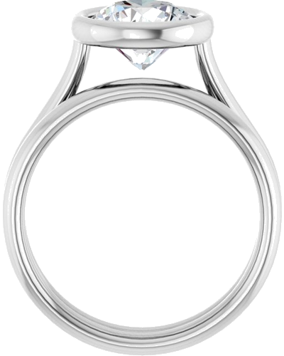 Sužadėtuvių Žiedas „Bezel-Set Solitaire“ 585 Baltojo Aukso Round 8.2mm (7)