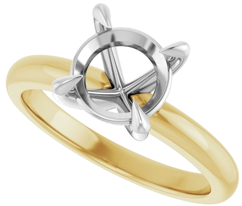 14K Yellow White 8.2 mm Round Solitaire Engagement Ring Mounting (5)