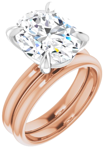 14K Rose White 12 x 10 mm Oval Engagement Ring Mounting (6)