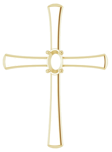 Pakabukas „Solitaire Cross“ 585 Geltonojo Aukso Oval 5mm x 3mm (1)