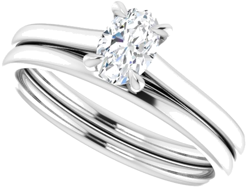 14K White  6x4 mm Oval Solitaire Engagement Ring Mounting (10)