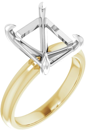 14K Yellow White 11x9 mm Emerald Solitaire Engagement Ring Mounting (1)