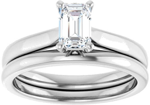 14K White 6x4 mm Emerald Engagement Ring Mounting (8)