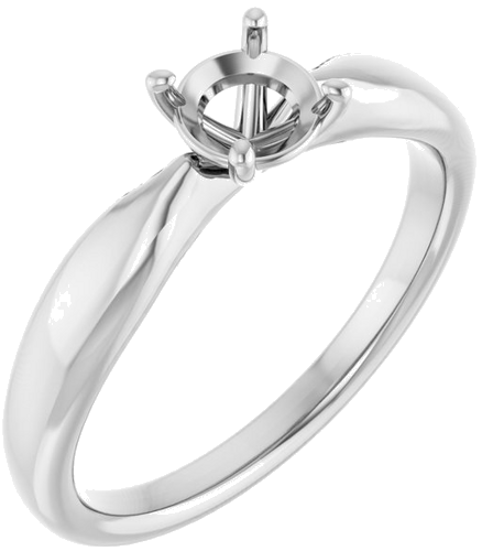 14K White  5.2 mm Round Solitaire Engagement Ring Mounting (1)