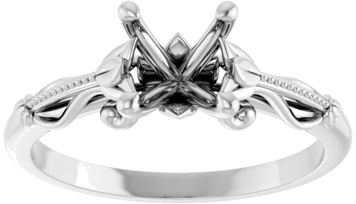 14K White 8x6 mm Oval Sculptural-Inspired Engagement Ring Mounting (3)