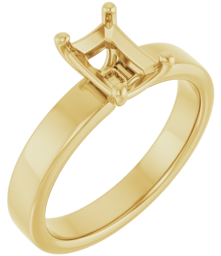 14K Yellow 7x5 mm Emerald Solitaire Engagement Ring Mounting (1)