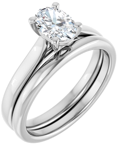 Sužadėtuvių Žiedas „Solitaire“ 585 Baltojo Aukso Oval 7mm x 5mm (6)