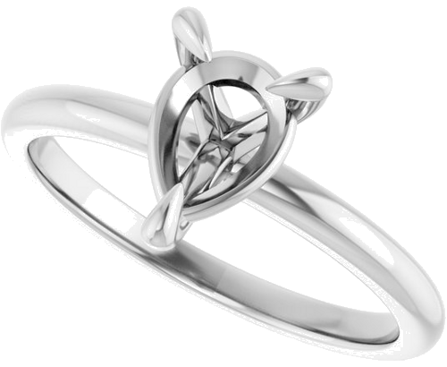 Sužadėtuvių Žiedas „Solitaire“ 585 Baltojo Aukso Pear Shape 8mm x 6mm (5)