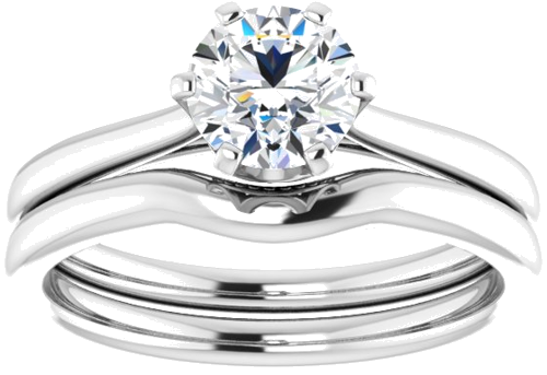 14K White 6 mm Round Engagement Ring Mounting (8)