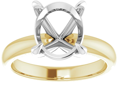 14K Yellow White 11x9 mm Oval Solitaire Engagement Ring Mounting (3)