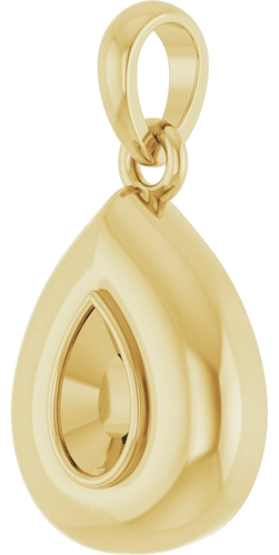 14K Yellow 5x3 mm Pear Bezel-Set Puffy Pendant Mounting (2)