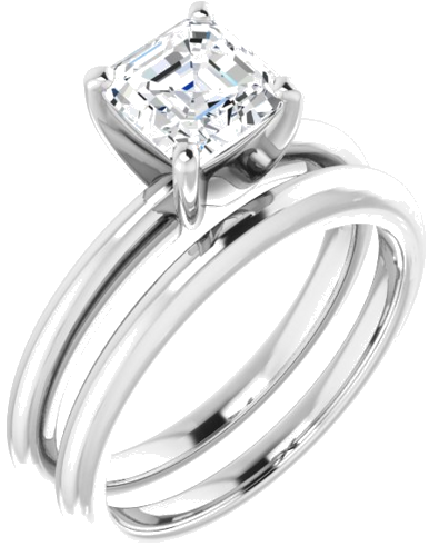 14K White  6 mm Asscher Solitaire Engagement Ring Mounting (6)