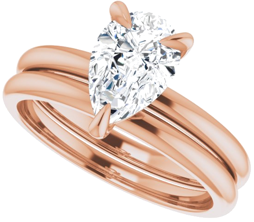 14K Rose  9x6 mm Pear Solitaire Engagement Ring Mounting (10)