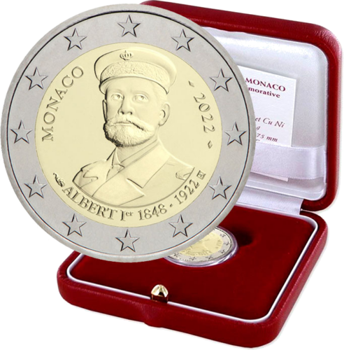 2022 Monaco Albert I 2 euro Proof coin in box (1)