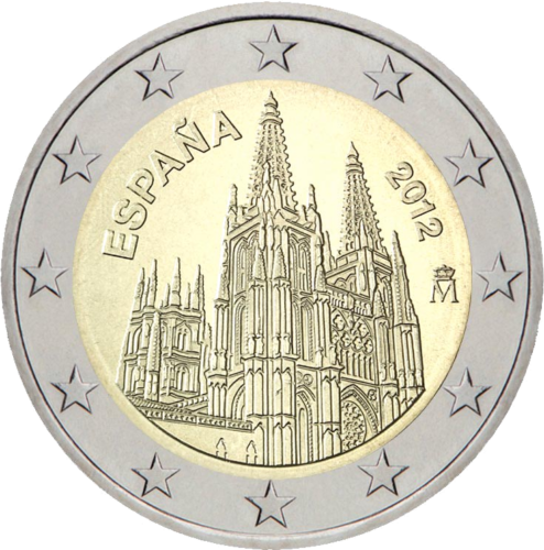 2012 Spānija Burgosas katedrāle 2 eiro monēta (1)
