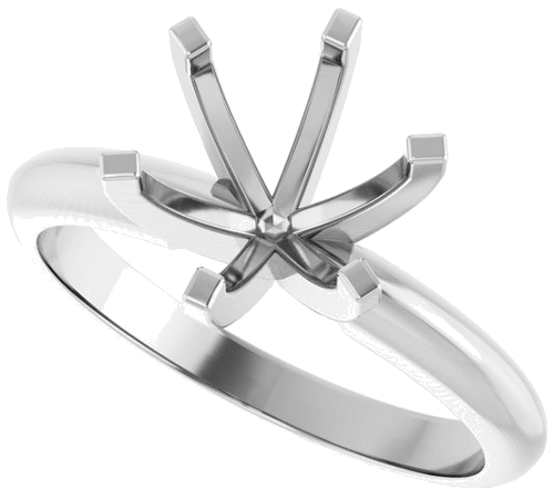 14K White 7.8-8.6 mm Round 6-Prong Solitaire Ring Mounting (5)