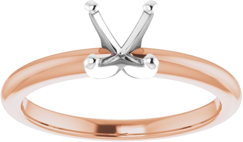 14K Rose   White  6 mm Round Solitaire Engagement Ring Mounting (3)