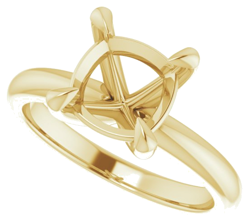 14K Yellow 8x8 mm Cushion Solitaire Engagement Ring Mounting (5)