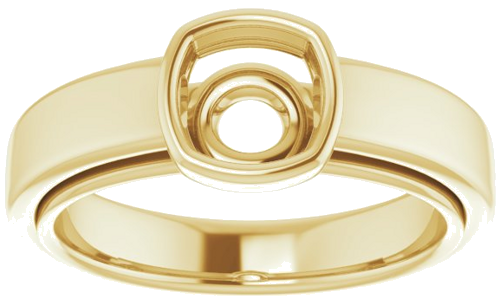 14K Yellow  6 mm Cushion Solitaire Engagement Ring Mounting (3)