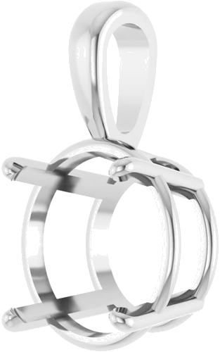 14K White 12 mm Round 4-Prong Pendant Mounting (2)