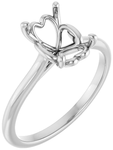 14K White  8x6 mm Emerald Solitaire Engagement Ring Mounting (1)