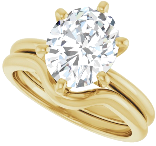 Sužadėtuvių Žiedas „Solitaire“ 585 Geltonojo Aukso Oval 10mm x 8mm (10)