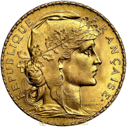 20 Frankų Mariana 1898-1914 auksinė moneta Prancūzijos Respublika (1)