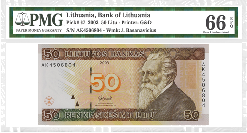 2000 Lietuva 500 litu banknote PCGS GEM UNC 66 (1)