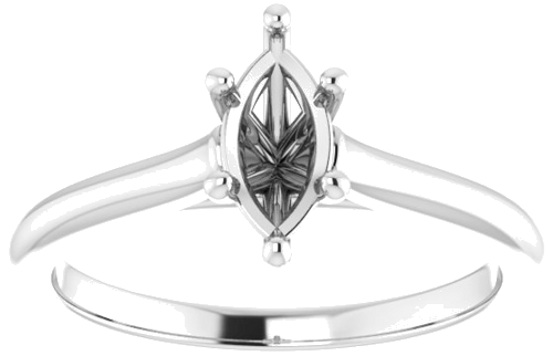 14K White 8x4 mm Marquise Solitaire Engagement Ring Mounting (3)