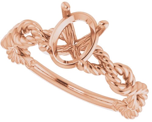 Sužadėtuvių Žiedas „Twisted Rope Solitaire“ 417 Rožinis Aukso Oval 8mm x 6mm (5)