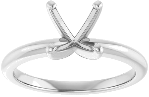 14K White  7 mm Cushion Solitaire Engagement Ring Mounting (3)