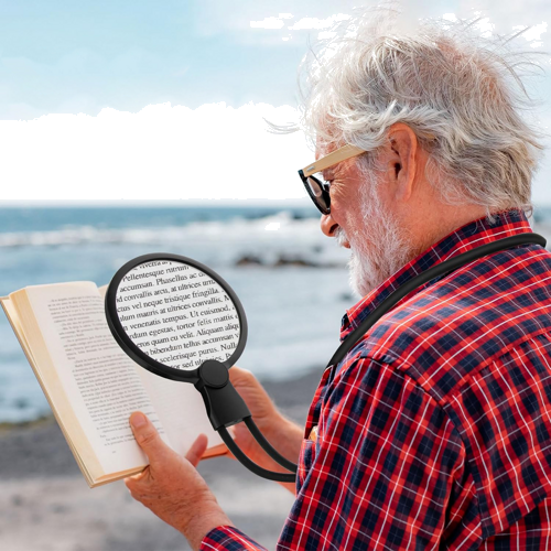 Hands-Free Magnifying Glass with Detachable Lens and LED Lighting 2x (5)