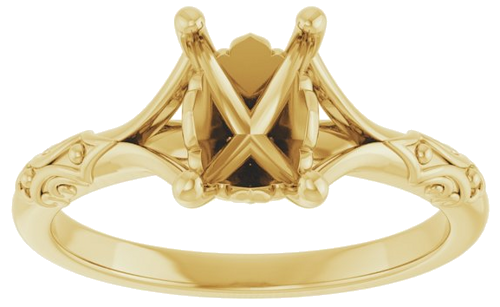 14K Yellow 7x5 mm Emerald Solitaire Engagement Ring Mounting (3)