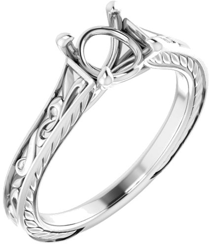 14K White 6.5 mm Round Engagement Ring Mounting (1)