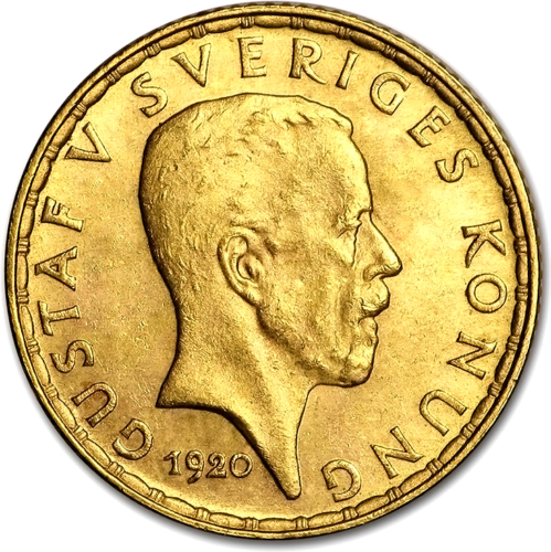 5 Kronas Gustava V (1920) Zviedrijas Karalistes zelta monēta (1)