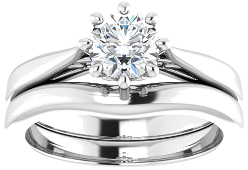Sužadėtuvių Žiedas „Solitaire“ 585 Baltojo Aukso Round 5.8mm (8)