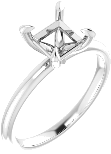 14K X1 White  6x6 mm Square Solitaire Engagement Ring Mounting (1)