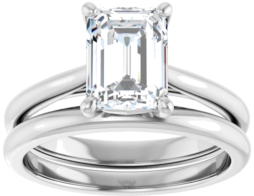 14K White 8x6 mm Emerald Solitaire Engagement Ring Mounting (8)